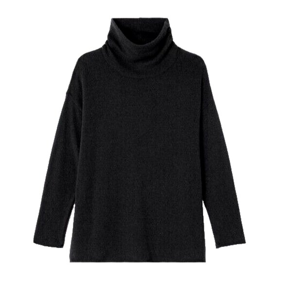 Eileen Fisher Organic Cotton Cashmere Black Turtleneck Sweater S  NWOT - Picture 5 of 8